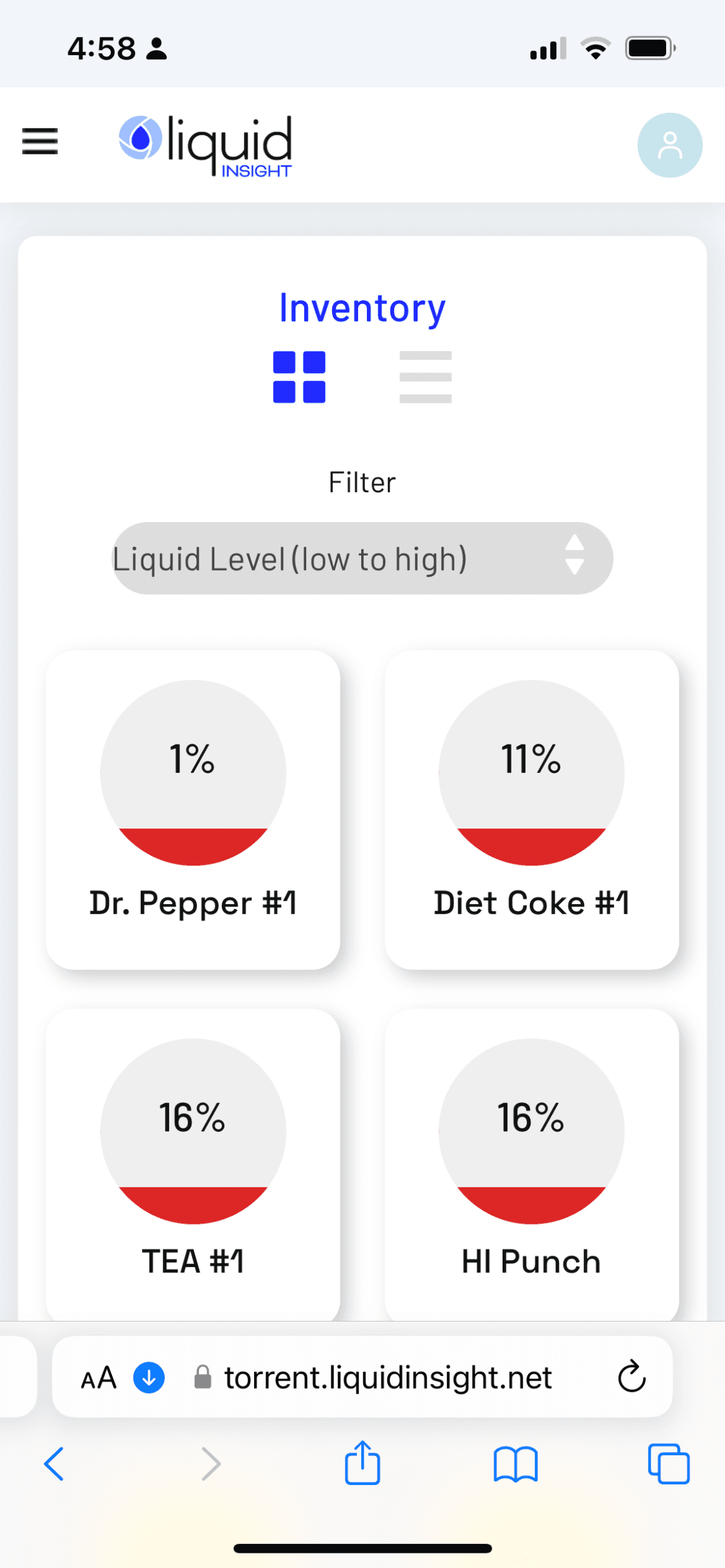 Mobile inventory dashboard